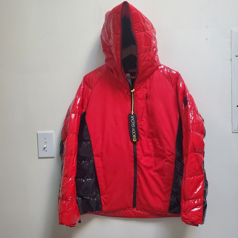 ๐SOLD๐ NWT Body Glove Puffer Coat Hooded Down Cold Ski Winter Sport Red Black - Picture 3 of 14